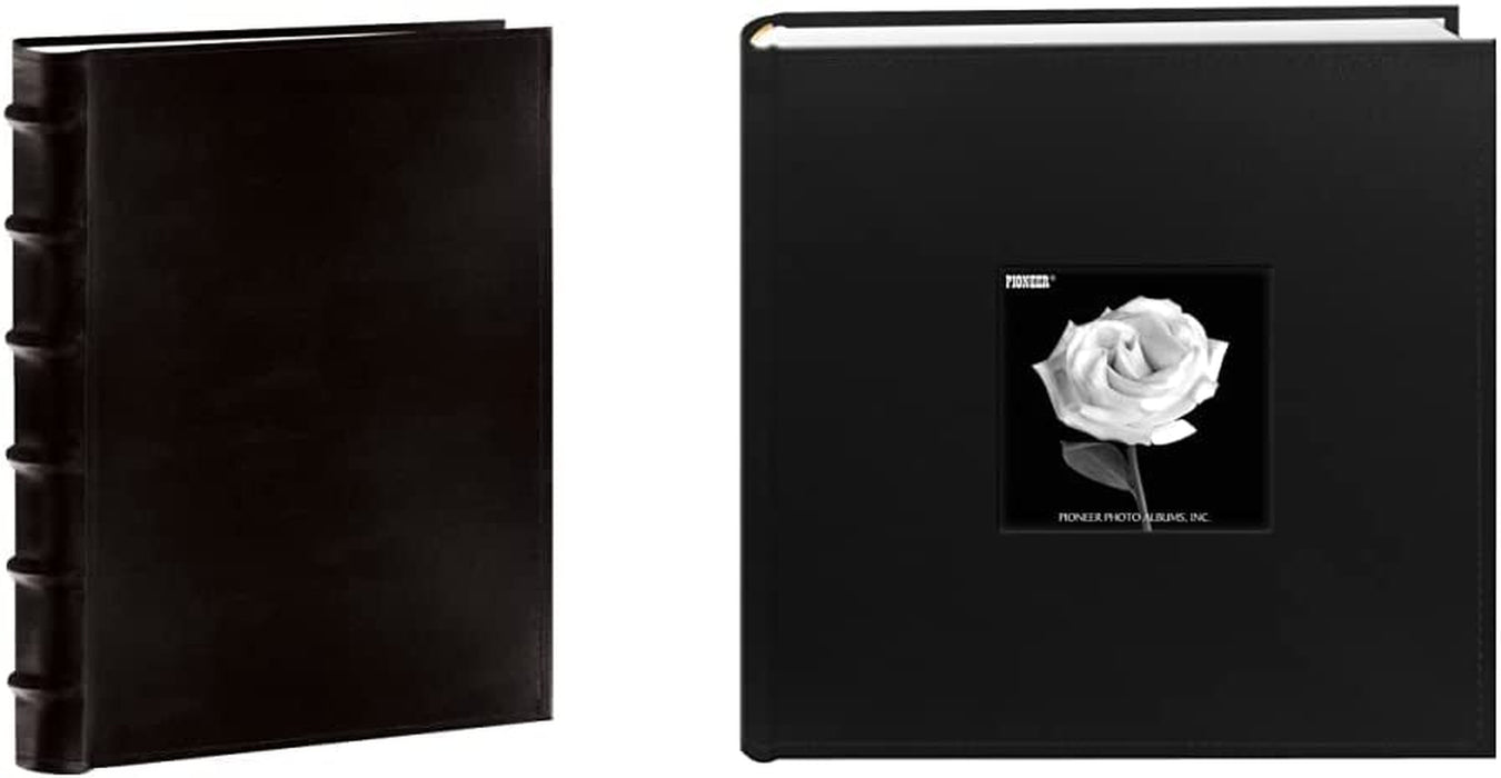 Pioneer Sewn Bonded Leather Bookbound Bi-Directional Photo Album, Holds 300 4X6" Photos, 3 per Page. Color: Black.
