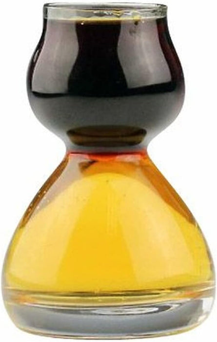 Double Bubble Layered Shot Glass plus Recipe Card – Chaser Shot Glass Jigger for Smooth Tasty Shots – Fun Unique Split Shot Glasses Barware (1.25Oz Top & 2.25Oz Bottom)