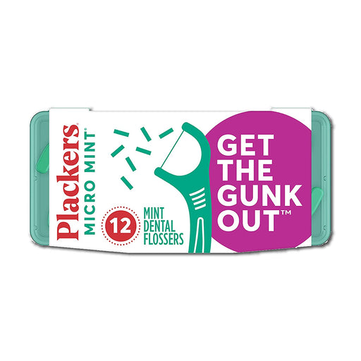 Plackers Micro Mint Dental Flossers, Fresh Mint Flavor, Fold-Out Toothpick, Super Tuffloss, Easy Storage with Sure-Zip Seal, 300 Count