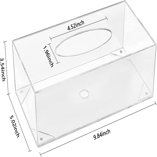 Tissue Dispenser Box Cover Rectangular Clear Acrylic Mask Case Holder with Magnetic Bottom, Dryer Sheet Holder for Car, Bathroom, Laundry, Office, Counter and Table, 9.84 X 5.02 X 3.54 Inch