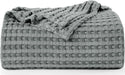 Cotton Waffle Blanket 300 GSM (Cool Grey - 90X108 Inches) Soft Lightweight Breathable Bed Blanket King Size Layering Any Bed for All Season