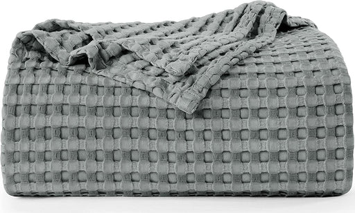 Cotton Waffle Blanket 300 GSM (Cool Grey - 90X108 Inches) Soft Lightweight Breathable Bed Blanket King Size Layering Any Bed for All Season
