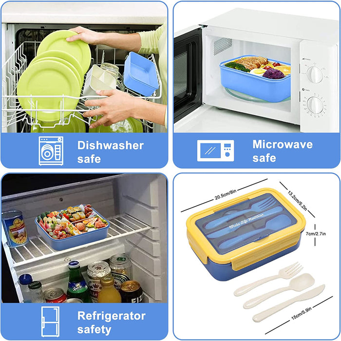 Bento Boxes for Adults - 1400 ML Bento Lunch Box for Kids Children with Spoon & Fork, Lunch Containers Durable with Compartments Sauce Container for On-The-Go Meal, Food-Safe Materials (Pink)