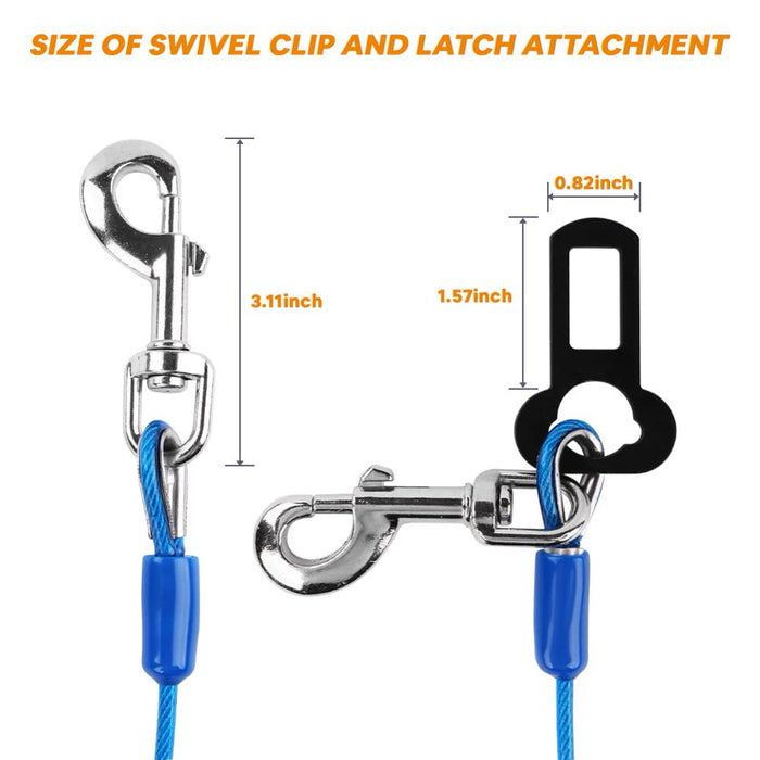 Dog Car Seat Harness Pet Seat Belt Restraint Coated Steel Rope Seat Belt 16"/24"/32" with Double Clip and Latch Attachment Small Medium Large Dogs
