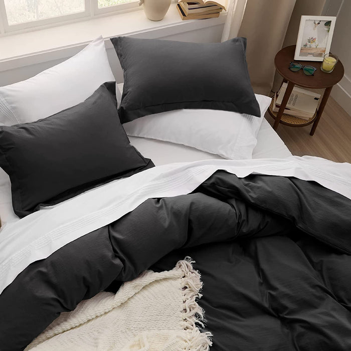 Bedsure Black Twin Duvet Cover Set - Soft Prewashed Duvet Cover Twin/Twin XL Size, 2 Pieces, 1 Duvet Cover 68X90 Inches with Zipper Closure and 1 Pillow Sham
