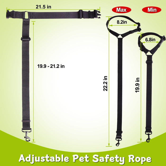 Dog Seat Belt, Black Adjustable Pet Puppy Doggie Car Safety Harness Restraint Headrest 2 Piece