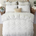 Oli Anderson Duvet Cover Queen Size, 3 Pieces Boho Tufted Bedding Set for All Seasons, Soft and Embroidery Shabby Chic Duvet Covers Set with Zipper Closure (White, Queen, 90’’ X 90’’)