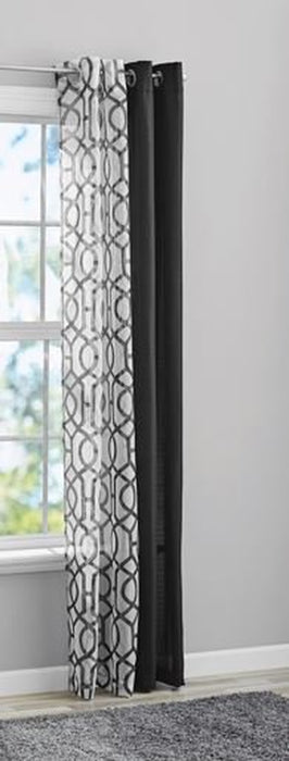 Mainstays Kingwood 4 Piece Curtain Set, 27.5X84, Black