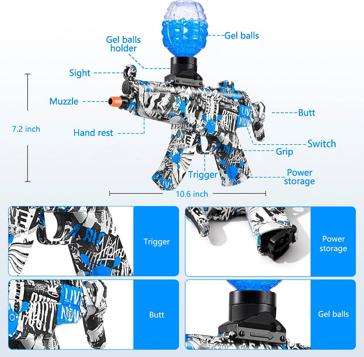 Electric with Gel Ball Blaster,Splatter Blaster Ball,With 40000+ Drops and Goggles,Outdoor Yard Activities Shooting Game,Ages 12+