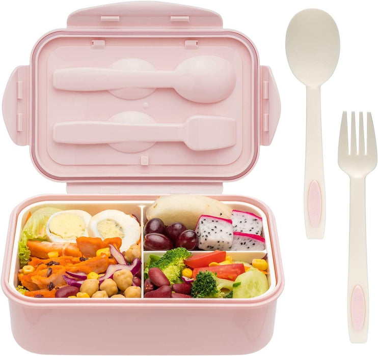 Bento Boxes for Adults - 1100 ML Bento Lunch Box for Kids Childrens with Spoon & Fork - Durable Perfect Size for On-The-Go Meal, Bpa-Free and Food-Safe Materials(Green)