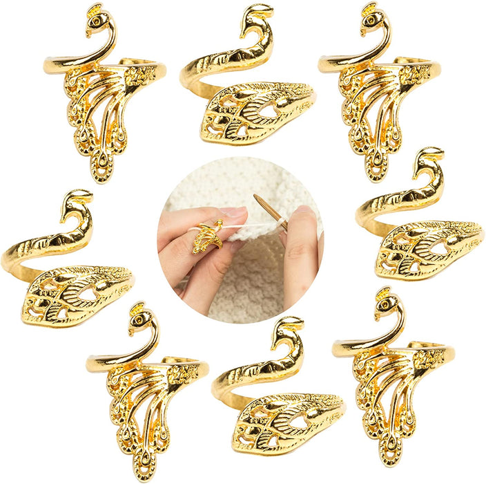 8 Pcs Adjustable Knitting Crochet Loop Ring, Braided Knitting Ring Yarn Guide Finger Holder for Mother Grandma Thanksgiving Presents