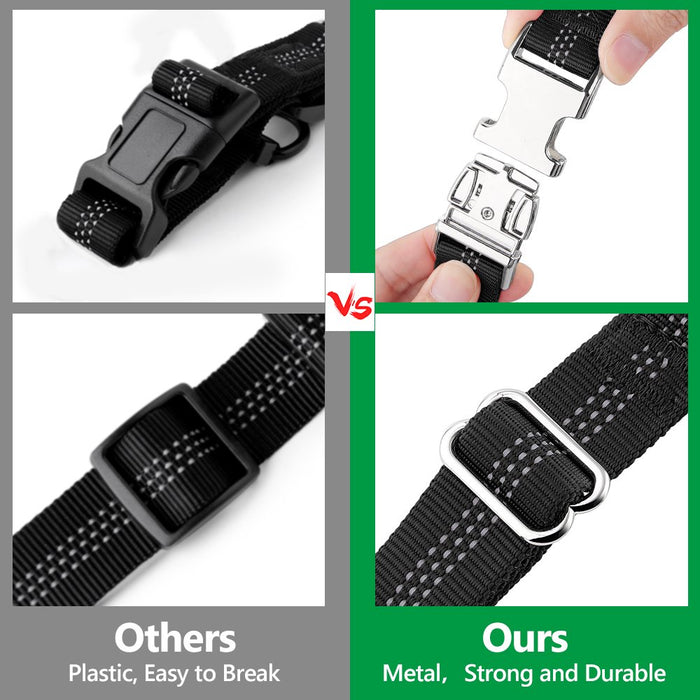 Dog Seat Belt for Car Headrest, Reflective and Adjustable with Bungee for Small Medium Large Dogs and Cats, Black