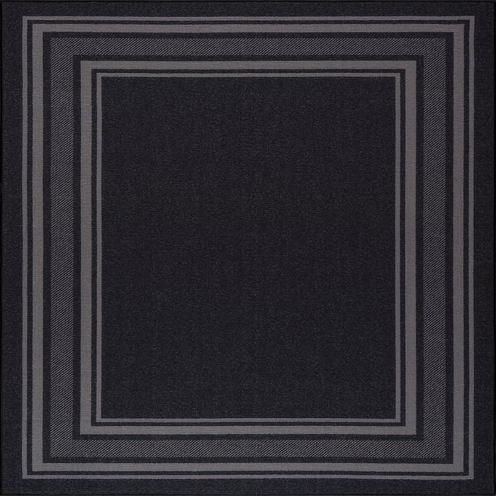 Indoor Bordered Area Rugs, Non Slip Rubber Backing Modern Living Room Area Rug, Black, 5'X7'