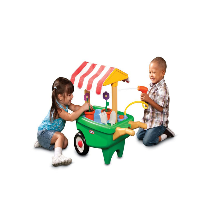 Little Tikes 2-In-1 Garden Cart & Wheelbarrow Play Gardening Toy with 10 Pieces and Sprinkler for Indoor Outdoor Preschool Pretend Play for Kids Toddlers Girls Boys Ages 2 3 4+