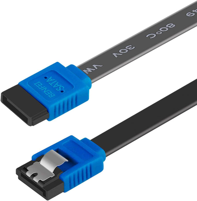 SATA Cable III, 3 Pack SATA Cable III 6Gbps Straight HDD SDD Data Cable with Locking Latch 18 Inch Compatible for SATA HDD, SSD, CD Driver, CD Writer - Black