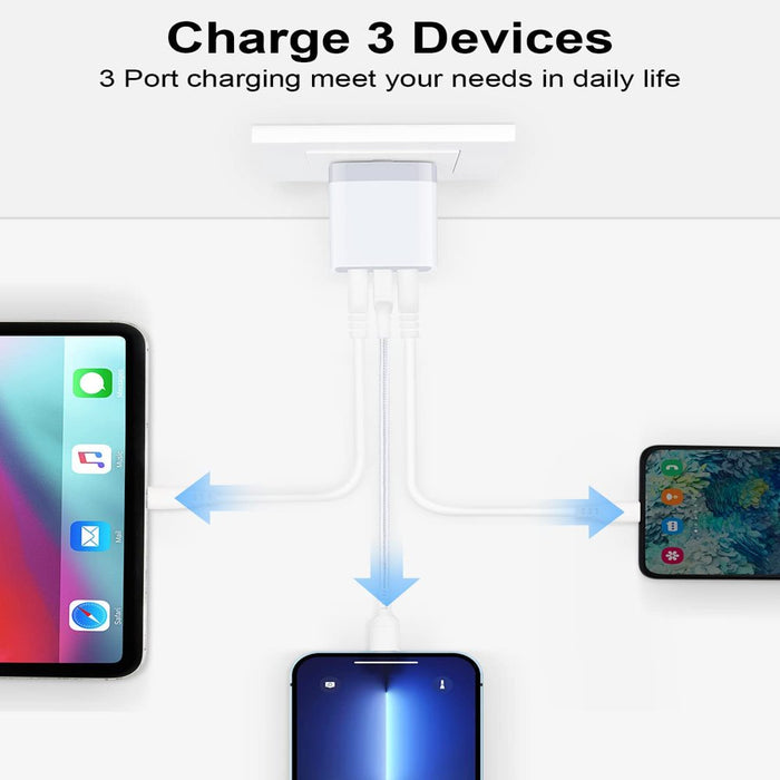 Wall Charger,Usb Charger Adapter,3.1A/3Pack Muti Port Fast Charging Station Power Base Charger Block Plug for Iphone Wall Charger