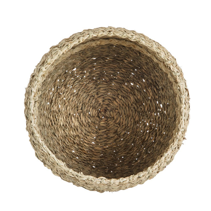 Mainstays Natural Seagrass Basket with Cream Color Stripes