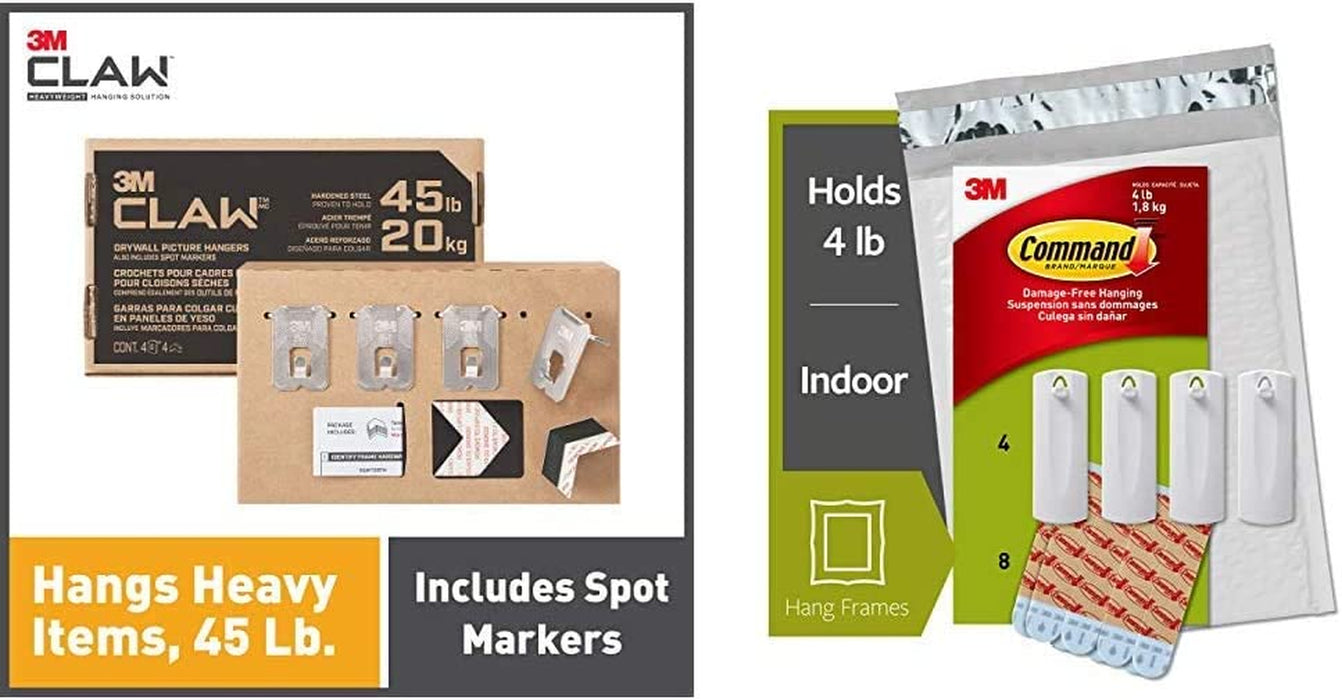 Command Sawtooth Picture Hangers, Damage Free Hanging Frame Hangers, No Tools Wall Hooks for Hanging Sawtooth Frames in Living Spaces, 4 White Picture Frame Hangers and 8 Command Strips