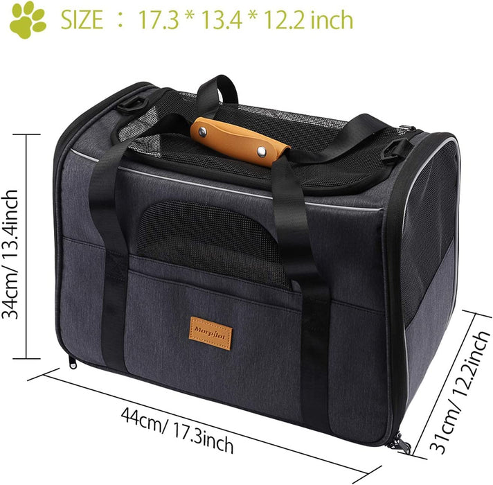 Dog Carrier  Cat Carrier Pet Travel Carrier Bag Airline Approved Folding Fabric Pet Carrier for Small Dogs Puppies Medium Cats, W/Locking Safety Zippers, Foldable Bowl