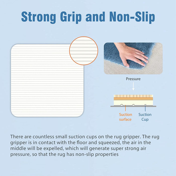 Rug Pad Gripper, 4 PCS Non-Slip Grippers for Area Rug, Washable anti Curl Rug Tape, Reusable Rug Pads Grippers for Hardwood Floors and Tiles, Keep Your Rug in Place and Grips Carpet Corners