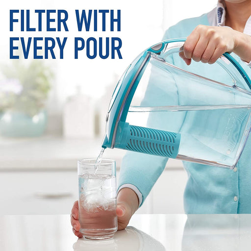 Large Water Filter Pitcher for Tap and Drinking Water with 1 Stream Filter, Lasts 2 Months, 10-Cup Capacity, BPA Free, Lake Blue
