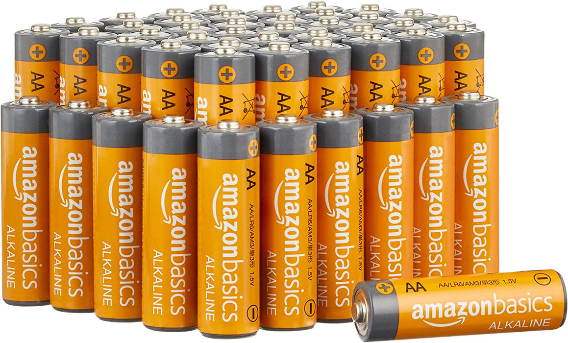 48 Pack AA High-Performance Alkaline Batteries, 10-Year Shelf Life, Easy to Open Value Pack