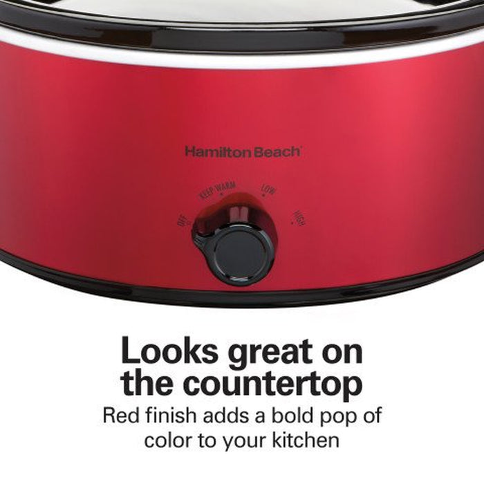 Slow Cooker, Large Capacity, Serves 7+, 6 Quarts, Red, 33666