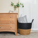 Set of 2 Natural round Storage Basket, Braided Seagrass & Paper Rope (XL+LG), Natural & Black