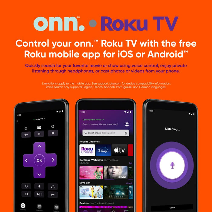 75” Class 4K UHD (2160P) LED Frameless Roku Smart TV (100044717)