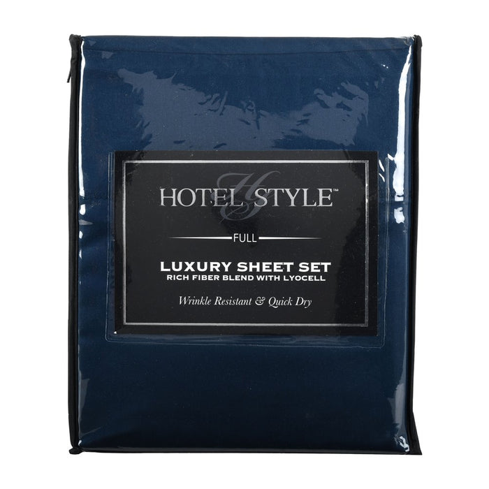 Hotel Style 500 Thread Count Tri-Blend with Lyocell Bed Sheet Set, Full, Blue Cove