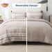 Bedsure Bed in a Bag Full Size 7-Piece Khaki White Striped Bedding Comforter Sets All Season Bed Set, 2 Pillow Shams, Flat Sheet, Fitted Sheet and 2 Pillowcases