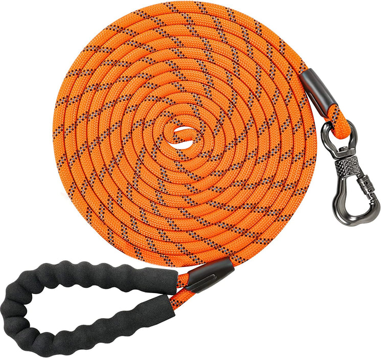 Heavy Duty Dog Leash, 30FT Reflective Dog Leash with Swivel Lockable Hook and Comfortable Padded Handle, Puppy Leash for Walking, Hunting, Camping, Backyard for Small Medium and Large Dogs