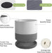 6Inch Modern Cylinder Matte Ceramic Planter Pot with Drainage Hole and Saucer , Planter Pot for Indoor Outdoor Plants Flowers , White/Gray
