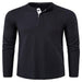 Mens Fashion Waffle T Shirts Henley Neck Solid Color Pullover Work Long Sleeve T-Shirt Black XL