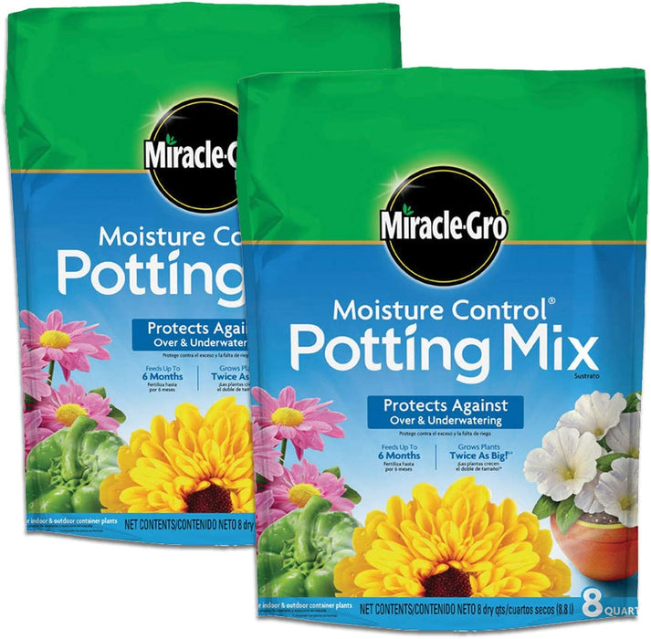 Miracle-Gro Moisture Control Potting Mix - Soil for Indoor & Outdoor Containers, Added Fertilizer Feeds up to 6 Months, 8 Qt.