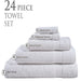 24PC Bath Towel Set (2 Sheets, 4 Bath, 6 Hand, 4 Fingertip & 8 Wash) - White, Addy Home Best Value
