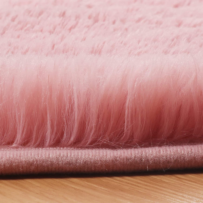 Shaggy Fluffy Area Rugs Carpets for Baby Nursery Teens Girls Rooms 4X5.3 Feet Plush Fuzzy Shag Rugs for Kids Bedroom Home Room Floor Accent Decor Fur Rug, Blush