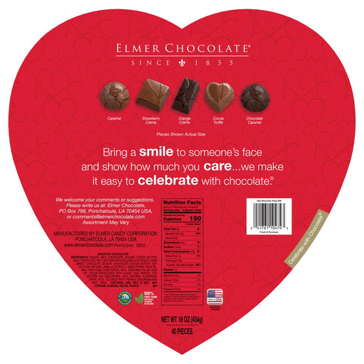 Elmer'S, 16Oz Romantic Red Wrap Valentine Heart, 40 Pieces Assorted Milk & Dark Chocolates