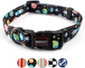 QQPETS Adjustable Soft Dog Collar: Print Flower Pink Multicolor Cute Patterns for XS Small Medium Large Pet Girl Boy Puppy Walking Running Training (M, Bone)