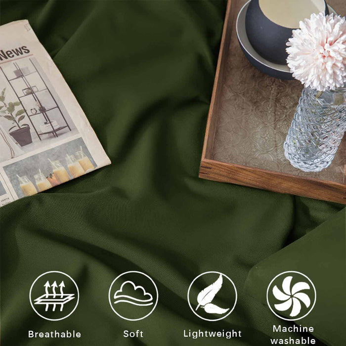 Bedding Comforter Set Queen Size, 7 Piece Boho Microfiber Bed in a Bag - Soft & Lightweight All Season Farmhouse down Alternative Comforter with Sheets for Women Men, Solid Dark Olive Green