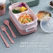 Lunch Box 2-Layer 3-Compartment Bento Box Cutlery Set Portable Leak Proof Food Container Storage Box with Fork Spoon Chopsticks For