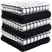 Premium Kitchen Towels (16”X 28”, 6 Pack) – Large Cotton Kitchen Hand Towels – Chef Weave Design – 380 GSM Highly Absorbent Tea Towels Set with Hanging Loop – Black
