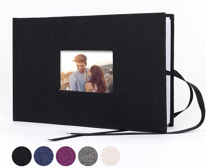 Photo Picture Album 4X6 300 Photos,Small Capacity Premium Leather Cover Wedding Family Photo Albums Holds 300 Horizontal Photos(Black)