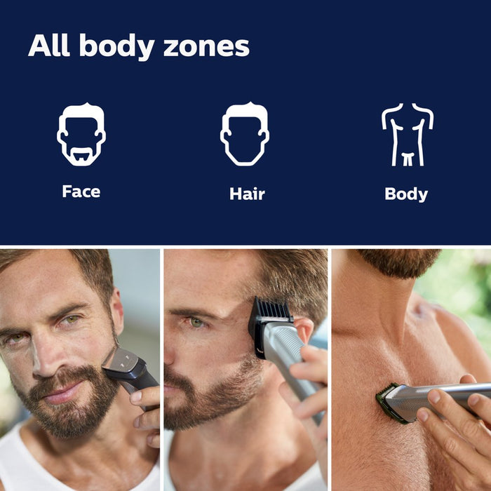 Multigroom Series 7000 23 Piece Mens Grooming Kit, Trimmer for Beard, Head, Body, and Face - No Blade Oil Needed, MG7750/49