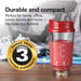Portable Blender for Shakes and Smoothies with 14 Oz BPA Free Travel Cup and Lid, Durable Stainless Steel Blades for Powerful Blending Performance, Red (51101RV)