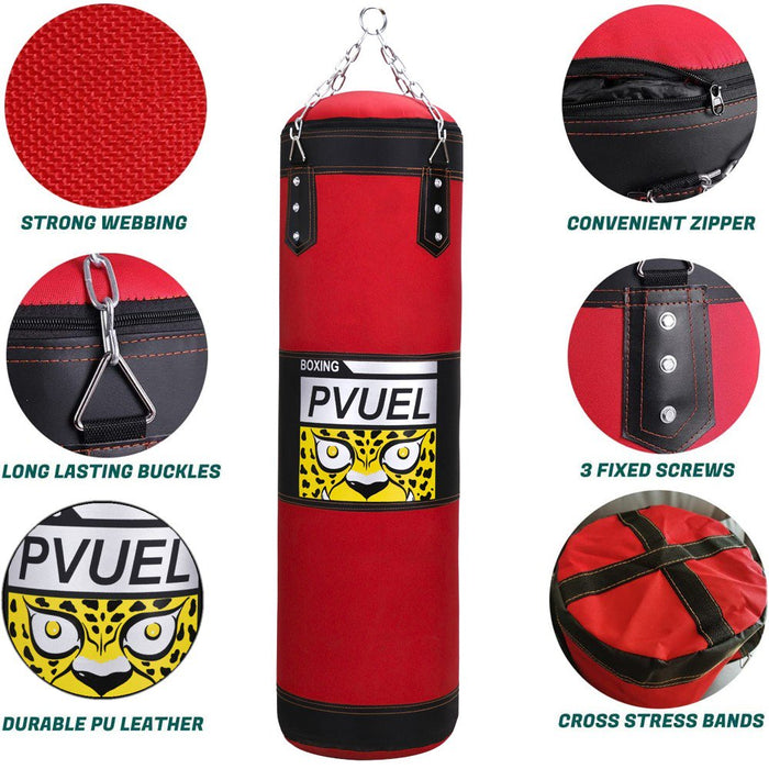 PVUEL Punching Bag with 2 Boxing Gloves Thai MMA Training Fitness Workout Sandbags Boxing Set