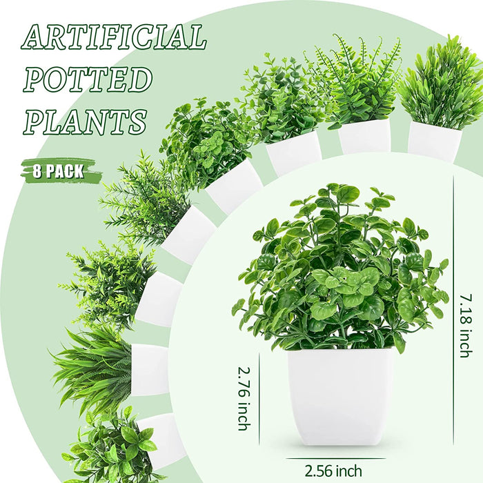 8 Packs Fake Plants Small Artificial Faux Potted Plants for Home Office Farmhouse Bathroom Bedroom Decor Indoor
