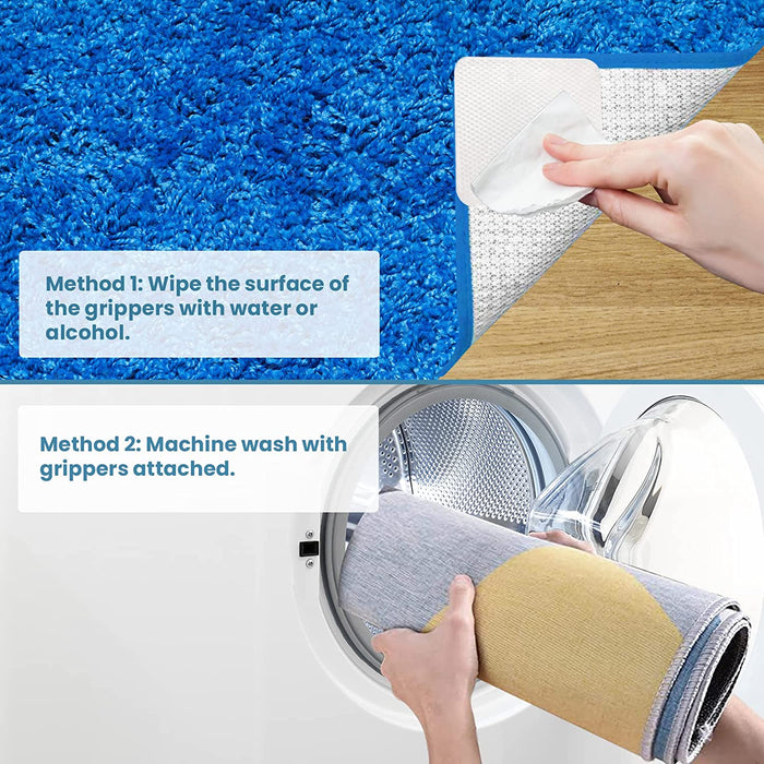 Rug Pad Grippers (New Tech 2022), 8PCS Resusable Washable Rug Tape on Hardwood Floors & Tiles, Dual Sided Adhesive Non Slip Rug Pads, Extra Strong Grippers for Area Rugs to Keep Flat and in Place