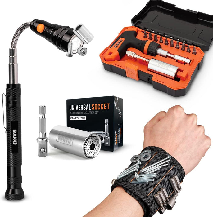 Universal Socket Tool Stocking Stuffer Gifts for Men - Super Socket Gifts for Him - Adjustable Grip Socket Adapter Set for Husband, Mechanic, Handyman, Tools for Men - Christmas Gifts