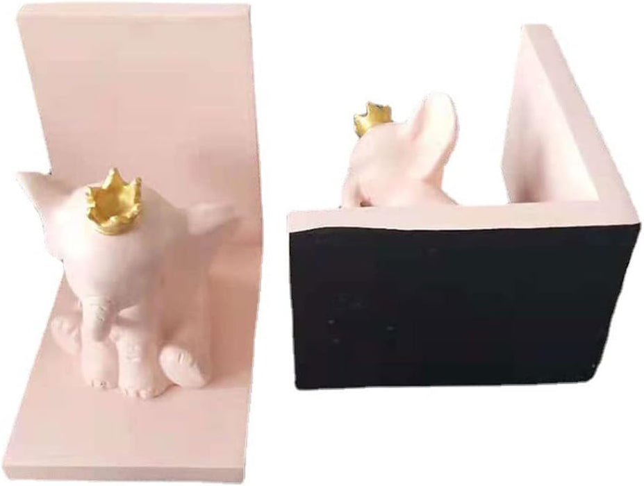 Resin Bookends Pink Elephant Nursery Baby Girl Room Kids Children Room Decorative Bookends - 1 Pair